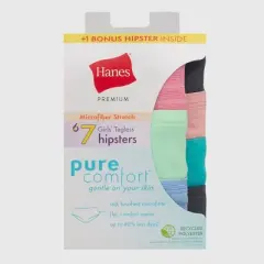 Hanes Premium Girls' 6pk + 1 Pure Microfiber Hipster - Colors May Vary