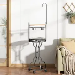 Sandinrayli 72 in. H Parrot Stand Large Bird Playstand Feeder Perch , Bird Play Feeder Stand with Wood Bar , Rolling Bird Training Gym Ground