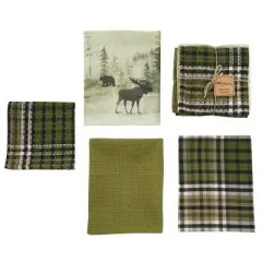 Park Designs Green Watercolor Wildlife Dishtowel Set of 4