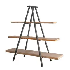 73" Ramsden Solid Wood and Iron Tripod Book Shelf Brown/Black - A&B Home