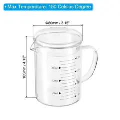 Unique Bargains Borosilicate Glass Scale Measure Cups with Glass Lid and V-Shaped Spout