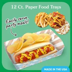 Big Dot of Happiness Teddy Bear Party Paper Food Trays, Disposable Double-Sided Food Holders for Nachos, Hot Dogs, French Fries - 12 Ct