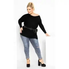 Women's Plus Size Lean In Jumper - black | CITY CHIC
