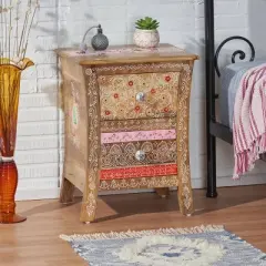 Fullen Handcrafted Boho 2 Drawer Mango Wood Nightstand Natural - Christopher Knight Home