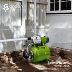 G green EXPERT Steel 3/4 Horsepower Shallow Well Automatic Booster Pump System w/ Pre Charged 20L Pressure Tank System, Max Lifting Height of 100 Feet