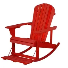 Jiallo Zero Gravity Collection Red Adirondack Rocking Chair with Built-in Footrest - Set of 2 Rocking Chairs