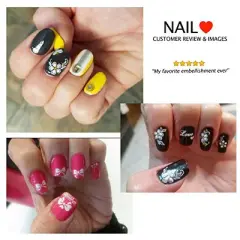 Wrapables 50 Sheets White Flowers & Bows with Gold Rhinestone Nail Stickers Nail Art 3D Nail Decals