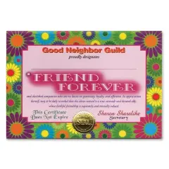 Beistle Friend Forever Certificate, 5" x 7", (6/Pkg) Multicolored