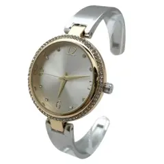Olivia Pratt Round Face Rhinestone Bezel Soft Bangle Women Watch