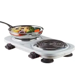 Brentwood Electric 1500W Double Burner in White