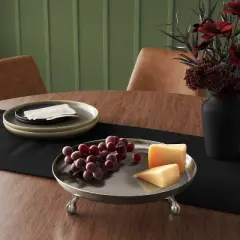 12.375" Metal Footed Serving Stand Silver Finish - Threshold&trade;