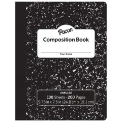 Pacon&reg; Composition Book, Black Marble, Unruled 9-3/4" x 7-1/2", 100 Sheets, Pack of 6