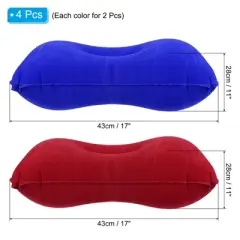 Unique Bargains Neck Support for Hiking Travel Flocked Inflatable Camping Pillows 4 Pcs 17" x 11"