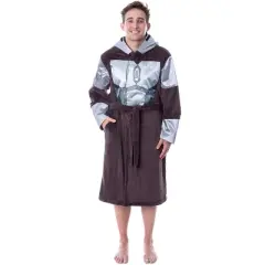 Star Wars Adult The Mandalorian Costume Fleece Robe Bathrobe For Men Women Brown