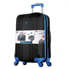 Olympia Apache II 21 Inch Expandable Carry On 4 Wheel Spinner Luggage Suitcase with Aluminum Locking System and Interior Divider, Blue