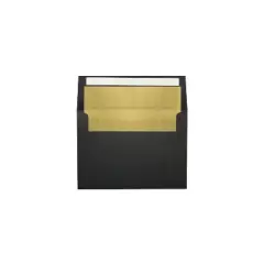 LUX A7 Foil Lined Invitation Envelopes 5 1/4x7 1/4  Black w/Gold Lining FLBK4880-04-50