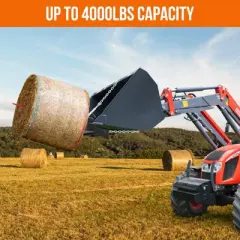 TROPOW Heavy-Duty Bale Spear Attachment (4000LB Capacity),Red/Black Quick-Attach Fork with 2x17.5" Stabilizers for Bobcat &Skid Steer Loaders