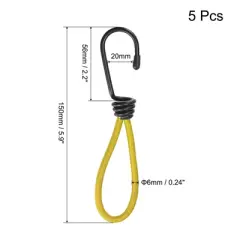 Unique Bargains Outdoor Camping Tent Canopy Elastic Cords with Hook 6" 5 Pcs