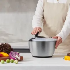 VEVOR Stainless Steel Salad Spinner, 4.75Qt, One-handed Easy Press Large Vegetable Dryer Washer, Lettuce Cleaner and Dryer