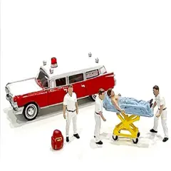 "Paramedic" 6 piece Diecast Set (4 Figurines and 2 Accessories) for 1/64 Scale Models by American Diorama