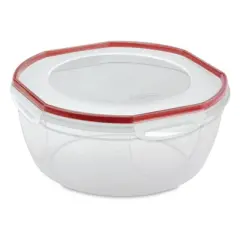 Sterilite Ultra Seal 8.10 Quart Capacity Clear Plastic Food Storage Bowl Container with 4 Point Latching Lids and Easily Stackable Design