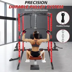 NAYSAYE Exercise Trainer Multi Function Power Cage with Training Attachments for Home Gym, Black, 81.1"*9.45"*5.12"