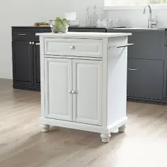 Cambridge Stone Top Portable Kitchen Island/Cart White - Crosley