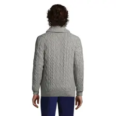 Lands' End Men's Cotton Blend Cable Shawl Cardigan Sweater