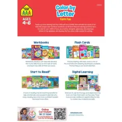 School Zone Color by Letter Farm Fun Workbook - (Paperback)