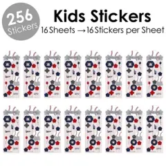 Big Dot of Happiness Batter Up - Baseball - Birthday Party Favor Kids Stickers - 16 Sheets - 256 Stickers