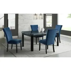 5pc Celine Dining Set with Table and 4 Velvet Chairs Gray - Picket House Furnishings