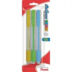 Pentel Clic Eraser Pencil-Style Grip Eraser Assorted 3/Pack ZE21TBP3M