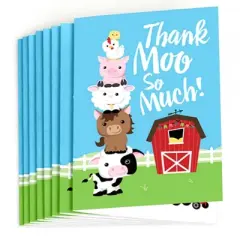Big Dot of Happiness Farm Animals - Baby Shower or Birthday Party Thank You Cards (8 count)