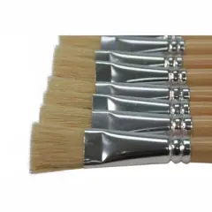 School Smart White Bristle Paint Brushes, Long Handle, 3/4 Inch, Set of 12