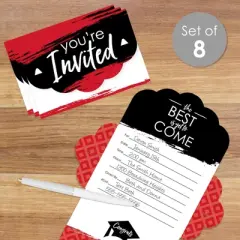 Big Dot of Happiness Red Grad - Best is Yet to Come - Fill-In Cards - Red Graduation Party Fold and Send Invitations - Set of 8