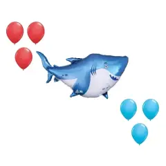LOONBALLOON 40 Inch Ocean Buddies Shark Balloon Medium Shape Set (6x latex)
