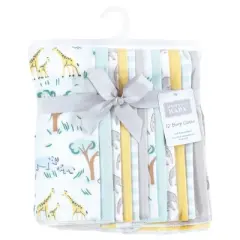 Hudson Baby Cotton Flannel Burp Cloths 12-Pack Bundle, Safari Friends, One Size