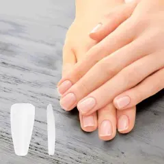 Unique Bargains Women's Long Trapezoid Fake Nails Clear 1 Set