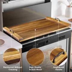 Noodle Board Stove Cover 29.5x22 Inch Wood Cutting Board with Double Handles, Easy to Cleaning, Wooden Stove Top Covers for Gas Burns, Sinks, RV