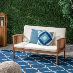 Casa Acacia Wood Loveseat - Christopher Knight Home: Weather-Resistant