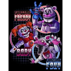 Five Nights Sister Location Funtime Freddy Foxy and Baby Boy's Black T-shirt