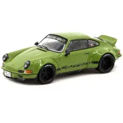 RWB Backdate Olive Green with Black Stripes "RAUH-Welt BEGRIFF" "Hobby64" Series 1/64 Diecast Model Car by Tarmac Works