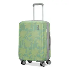 American Tourister Modern Hardside Carry On Spinner Suitcase - Green Palms: Botanical ABS Shell