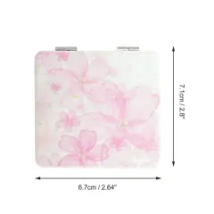 Unique Bargains Square Shape Handheld Mirror for Travel Pink 1 Pc