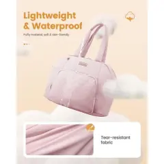 Itopfox Lightweight Puffer Diaper Tote Bag with Changing Pad, Large Capacity Multi-pocket Travel Hospital Gym Bag