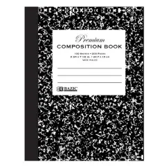 BAZIC Products&reg; Premium Composition Book, Wide Ruled, Black Marble, 100 Sheets, Pack of 6