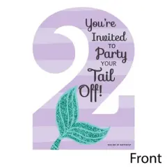 Big Dot of Happiness 2nd Birthday Let's Be Mermaids - Shaped Fill-in Invitations - Second Birthday Party Invitation Cards with Envelopes - Set of 12