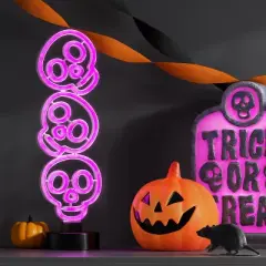 16" Lit Neon Stacked Skull Halloween Decorative Prop Neon Purple - Hyde and EEK! Boutique&trade;