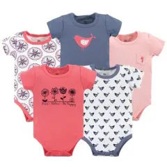 Yoga Sprout Baby Girl Cotton Bodysuits 5pk, Bloom