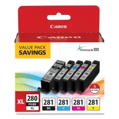 Canon 5pk PGI-280XL/CLI-281 XL Ink Cartridge - Cyan/Magenta/Yellow: High Yield Printer Ink Combo Packs